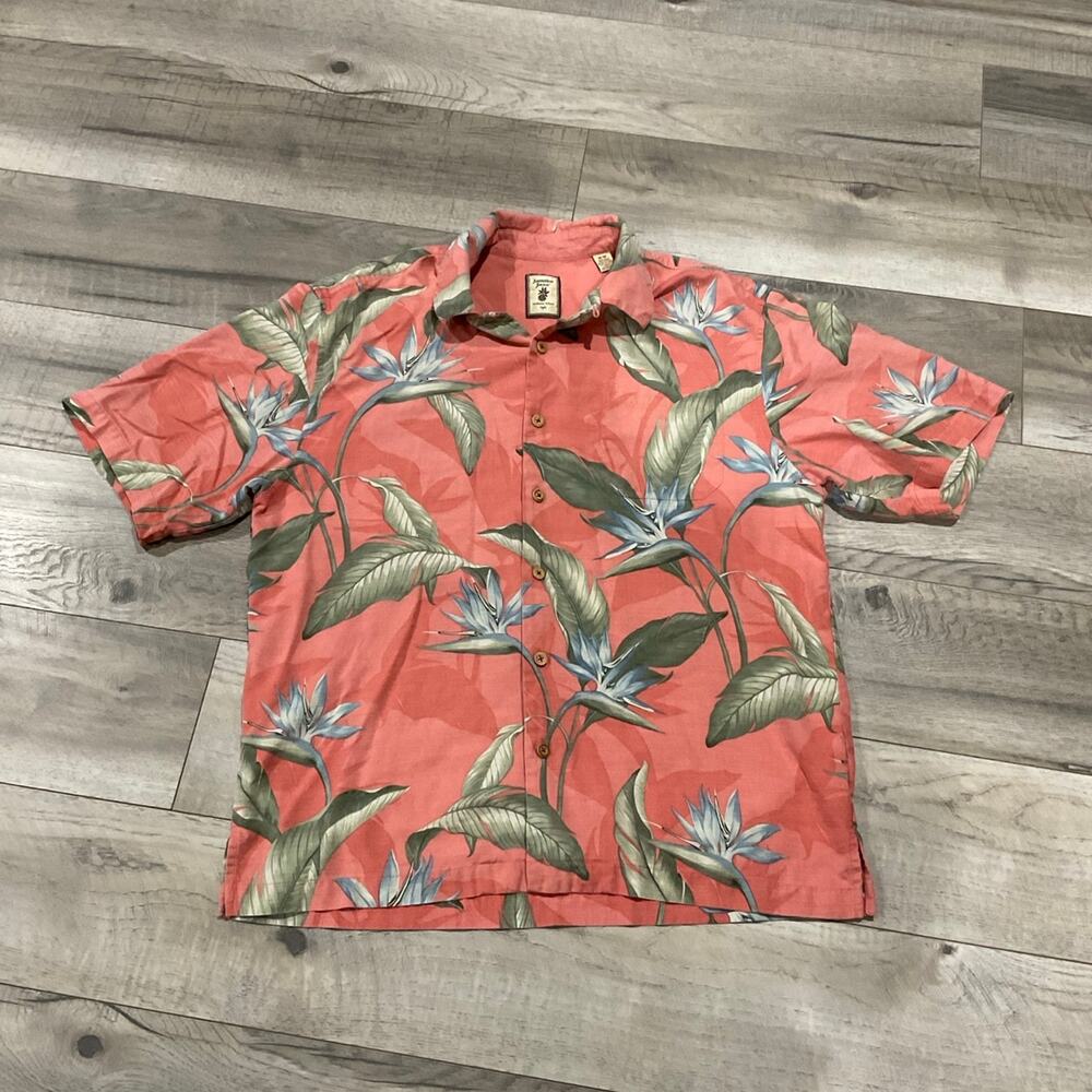 Jamaica Jaxx 100% silk button‎ up Hawaiian shirt size medium